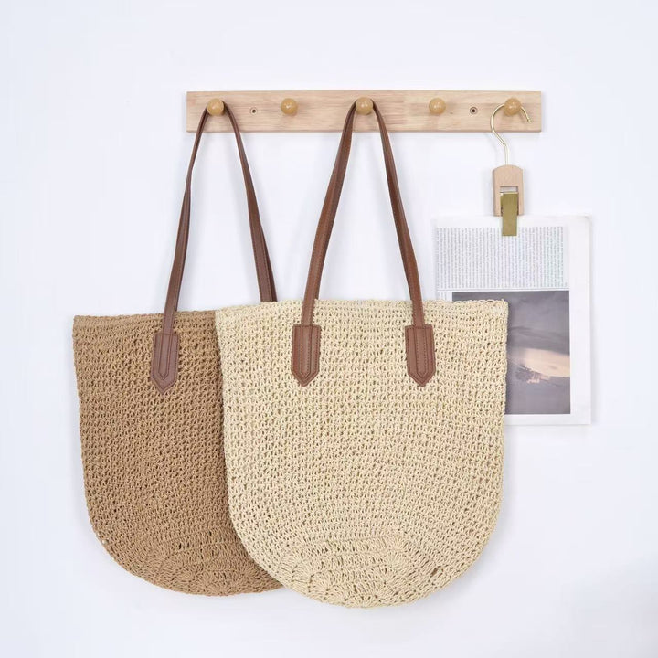 Braided tote bag with long leather handles Stornfield