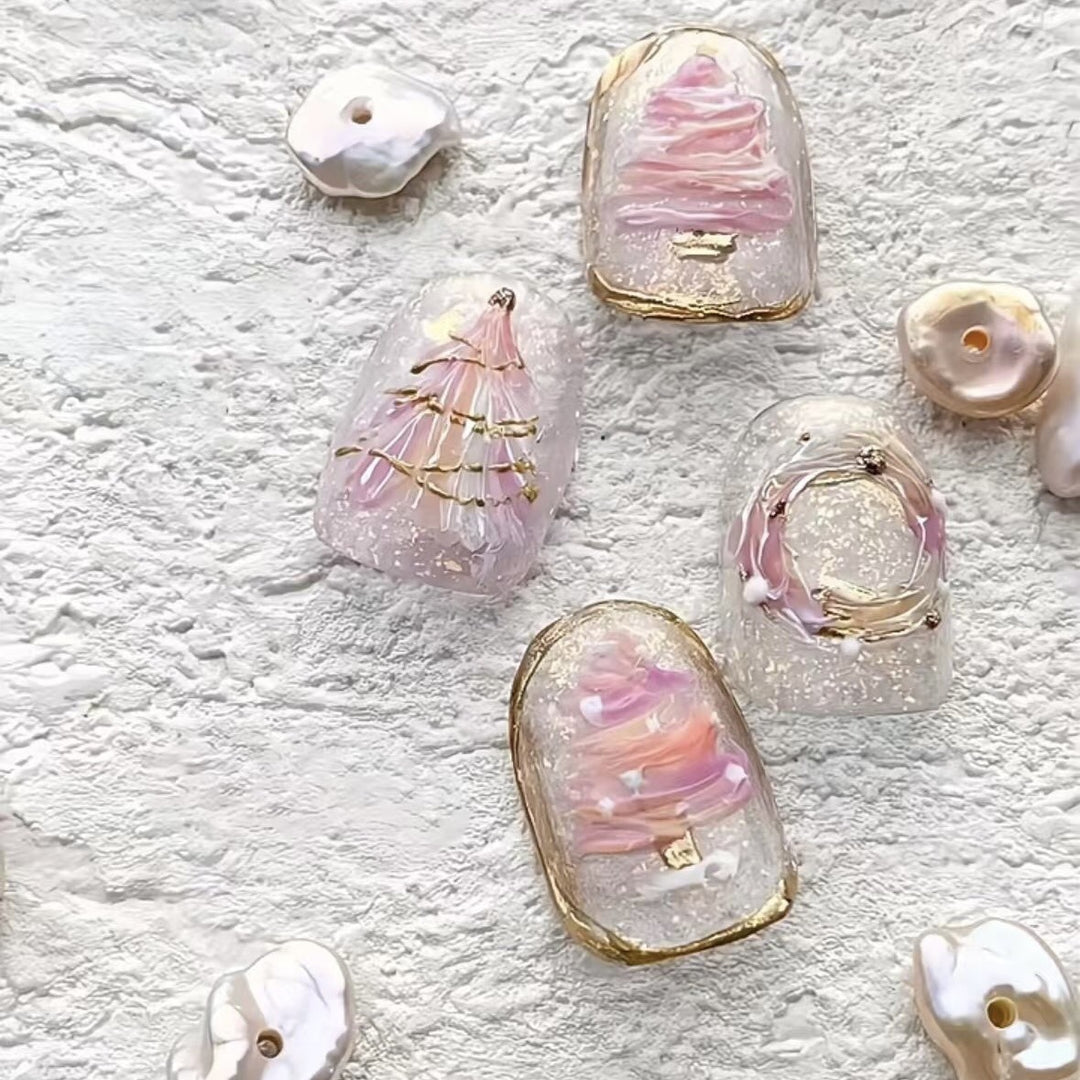 Holiday-Themed Elegant Press-On Nail Art Set