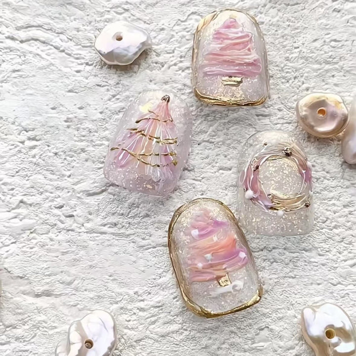 Holiday-Themed Elegant Press-On Nail Art Set
