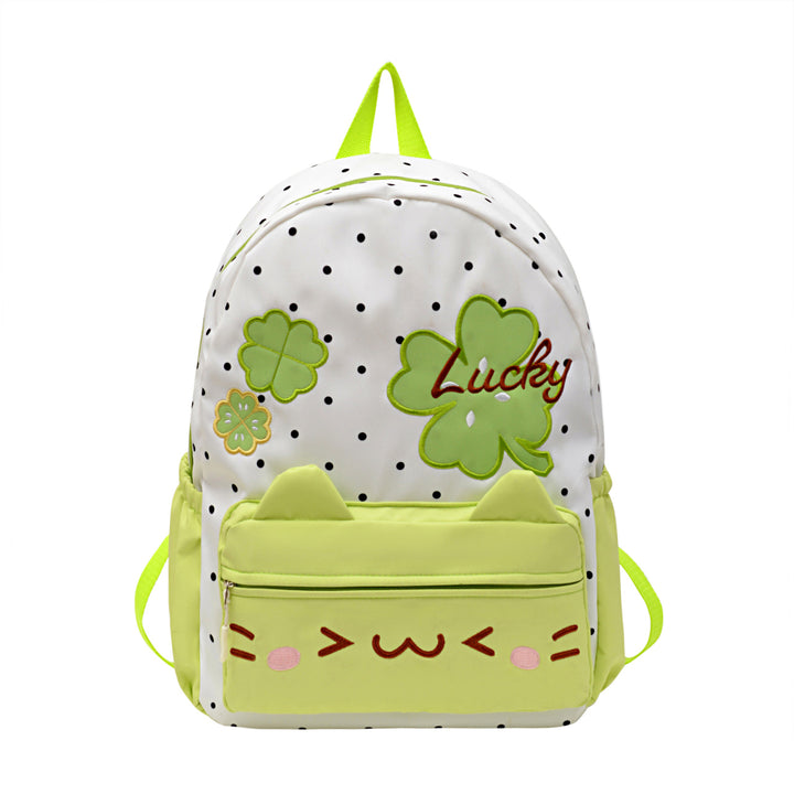 Playful Polka Dot Cat-Themed Backpack Stornfield