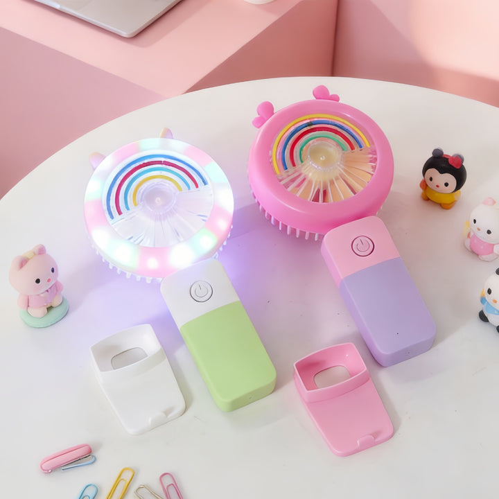 Women's Portable LED Hand Fan with Creative Light Effects Stornfield