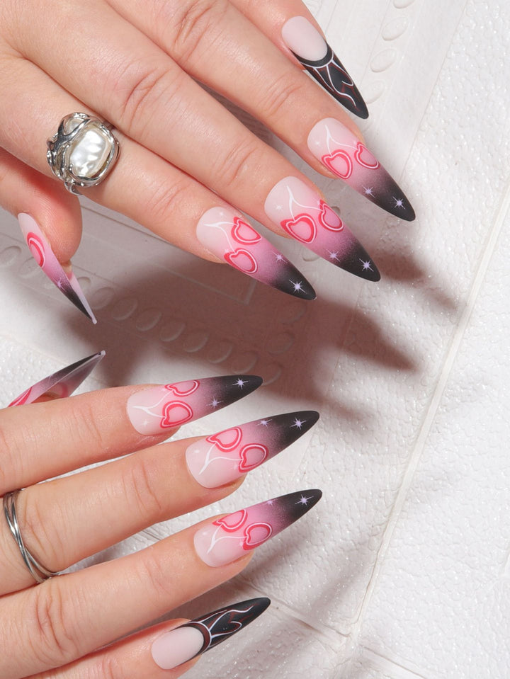 Stiletto Nail Art Extensions with Heart Design Stornfield