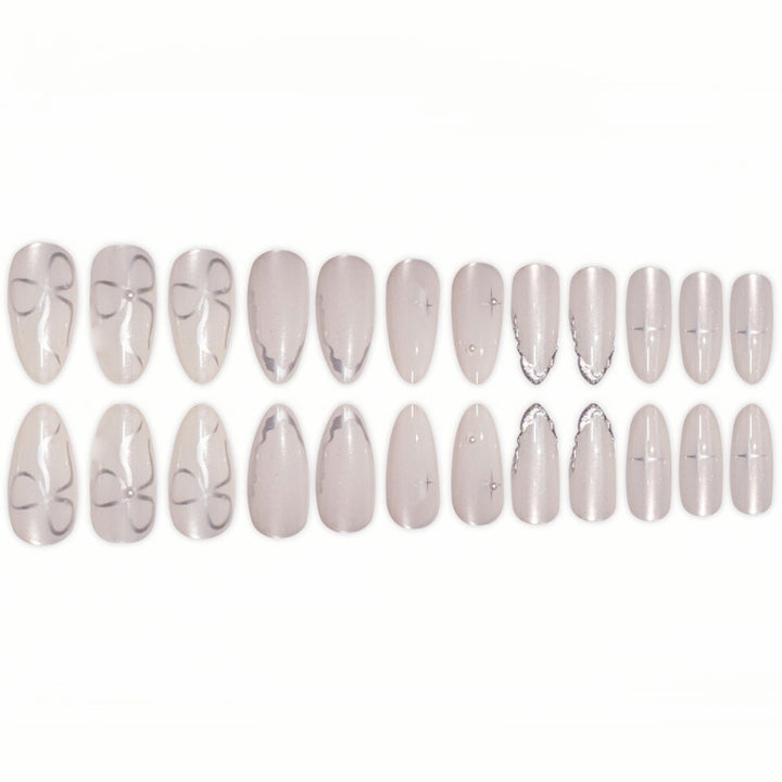 Elegant Stiletto Nail Art Extensions with Silver Accents Stornfield