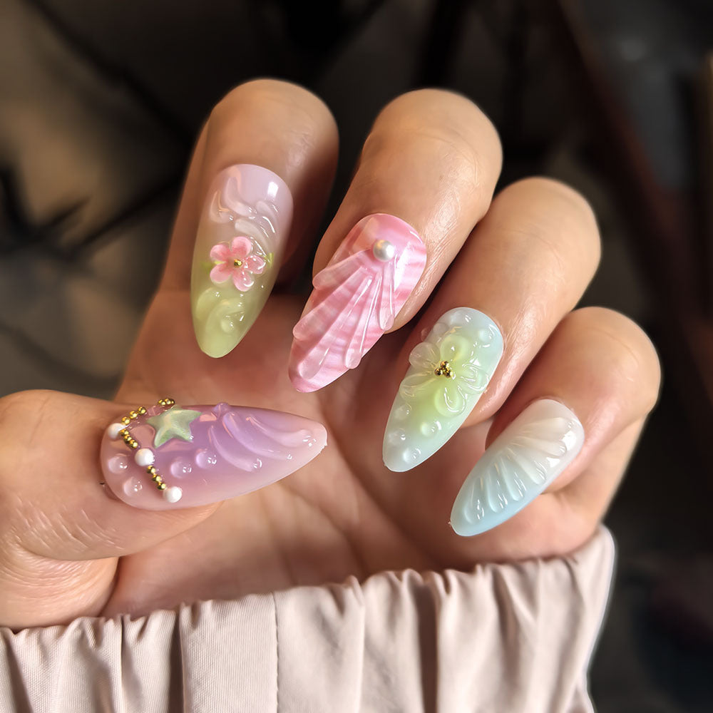 Artistic Nature-Inspired Press-On Nail Set Stornfield