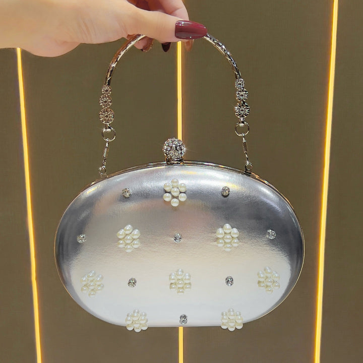 Vintage-Inspired Pearl-Embellished Evening Clutch