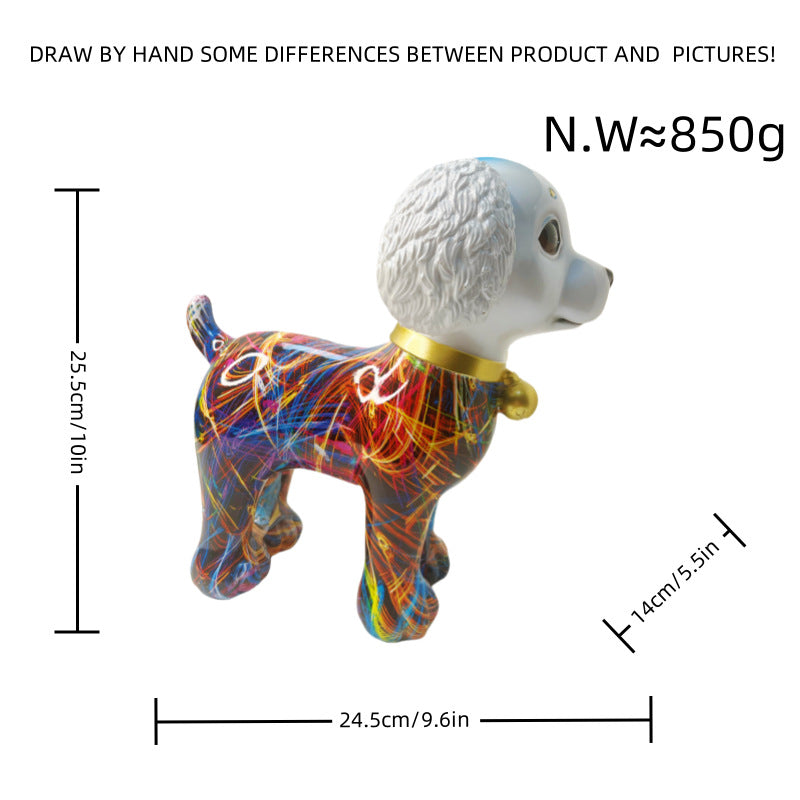 Artful dog sculpture with colorful design Stornfield