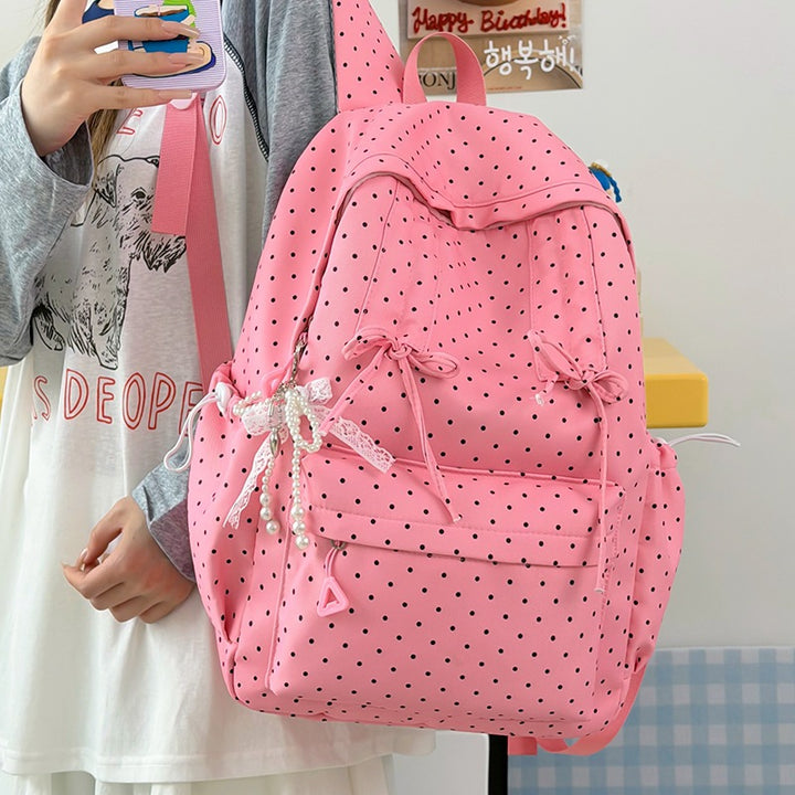 Stylish Polka Dot Patterned School Backpack Stornfield