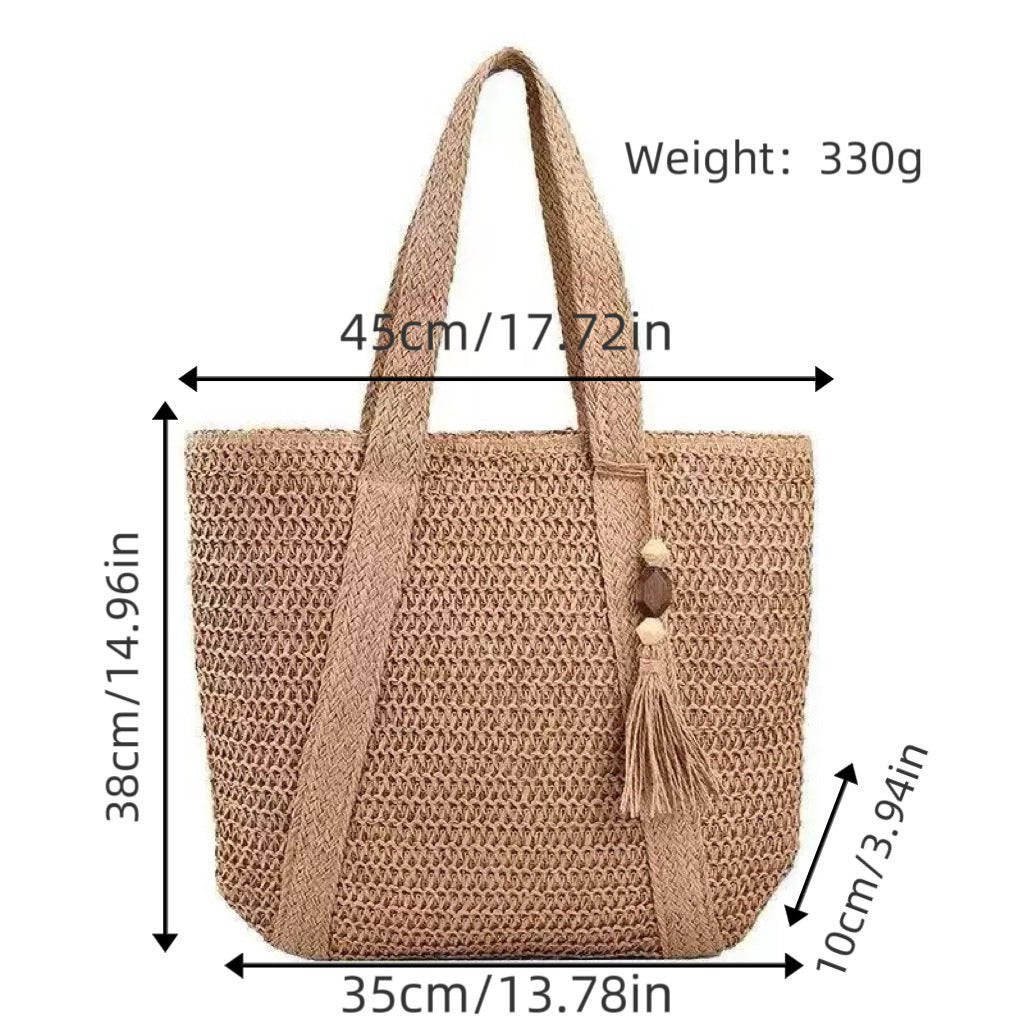 Braided beach bag with fringe detail Stornfield
