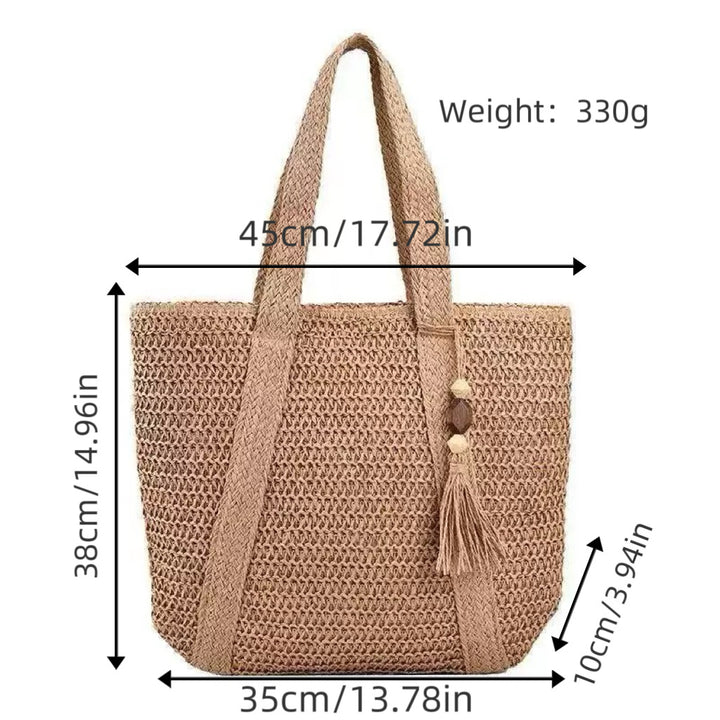 Braided beach bag with fringe detail Stornfield