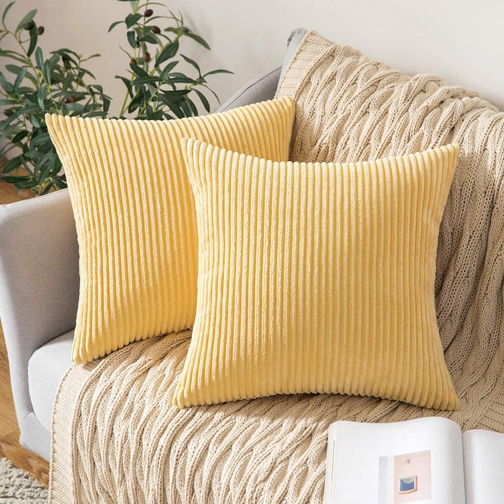 Ribbed Corduroy Textured Throw Pillow Covers