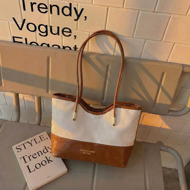 WoStylish Suede and Leather Shoulder Tote Bag Stornfield