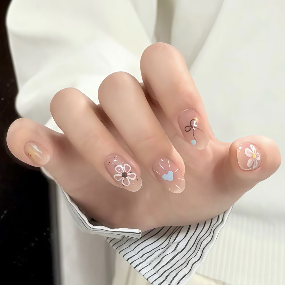 Artistic Flower-Designed Press-On Nail Set