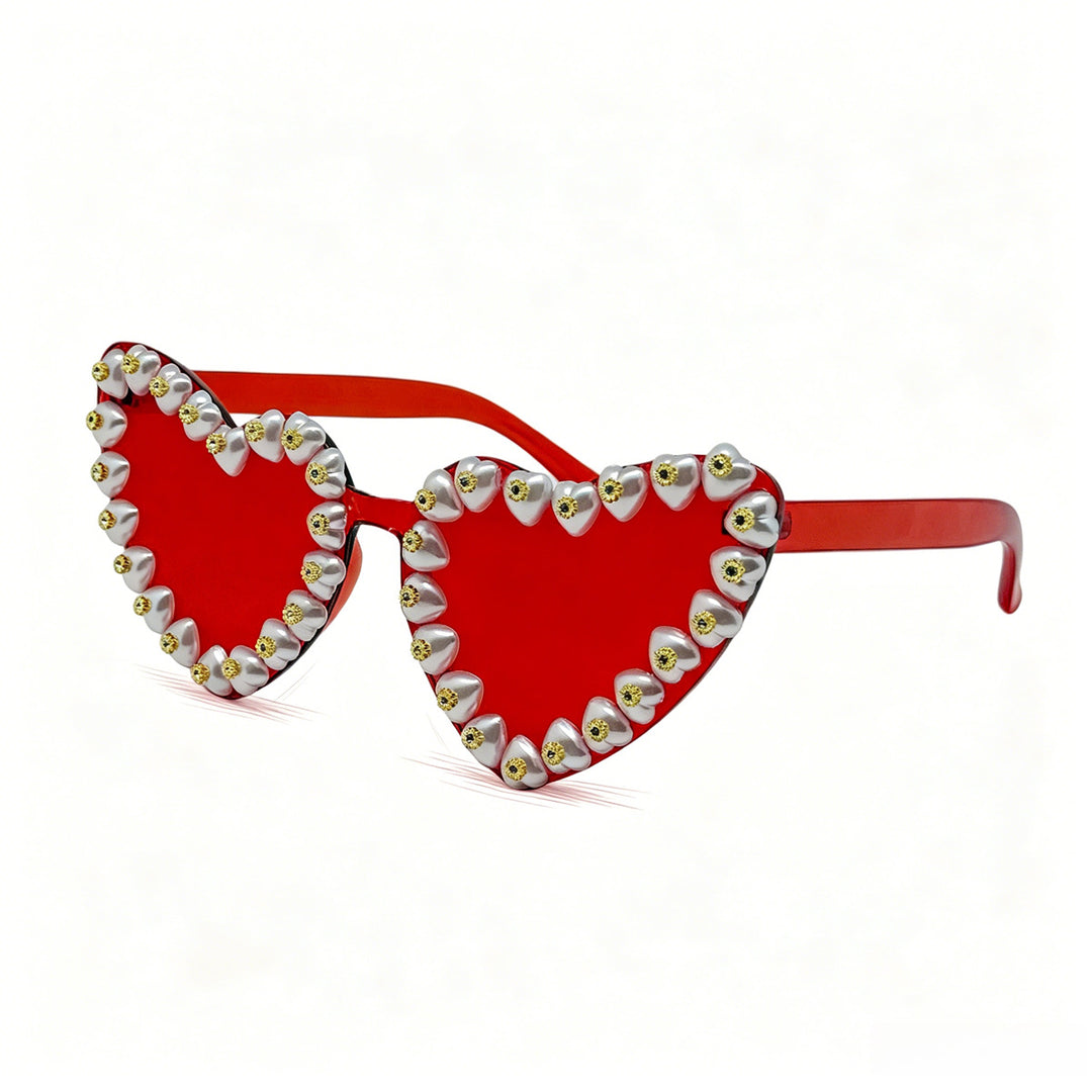 Women Heart-Shaped Sunglasses with Extravagant Jewelry Details Stornfield