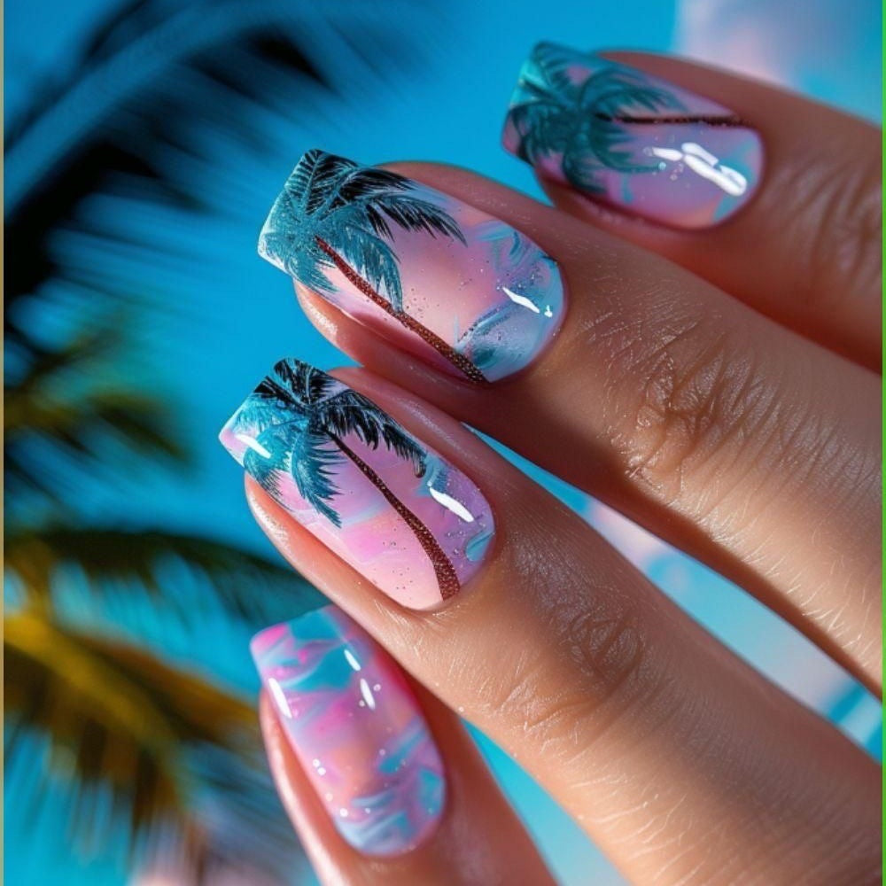 Artificial nails in tropical palm design Stornfield