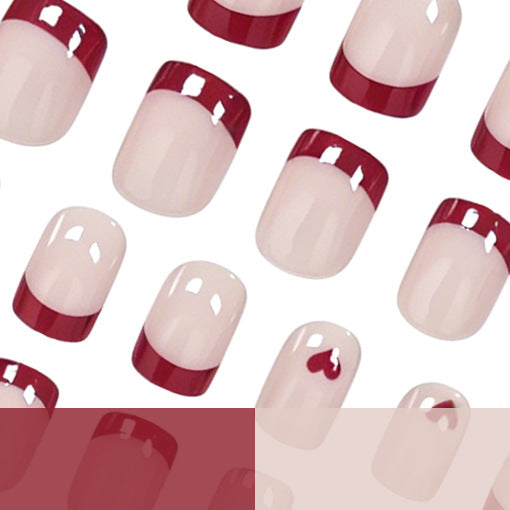 Heart-Themed French Tip Nail Art Stornfield