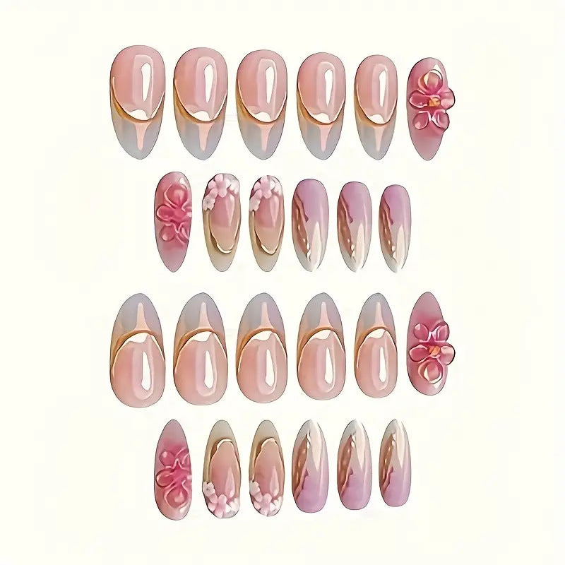 Floral Embellished Press-On Nail Art Set Stornfield