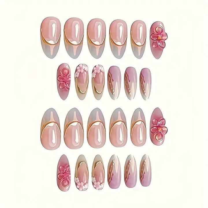 Floral Embellished Press-On Nail Art Set Stornfield