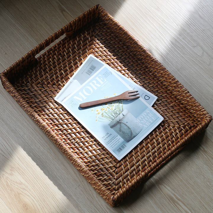 Unisex Rectangular Serving Tray made of natural wicker Stornfield