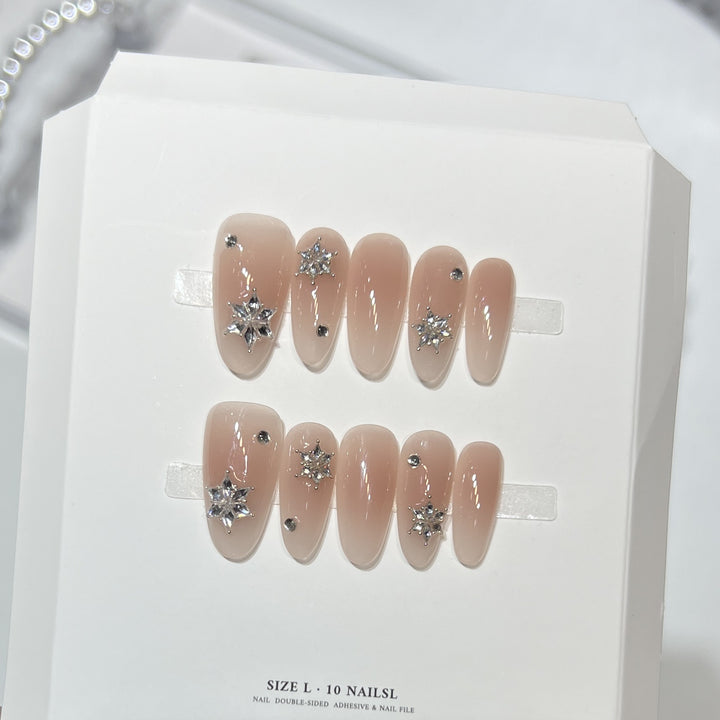 Glittery Press-On Nail Art Set with Snowflake Design Stornfield