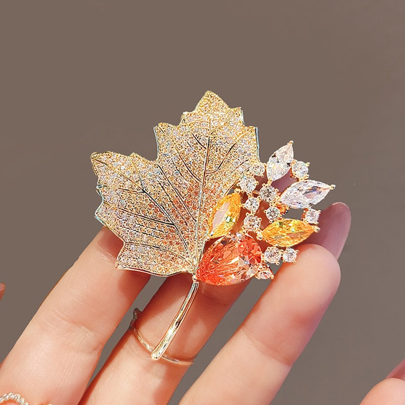 Exquisite leaf brooch with sparkling crystals Stornfield