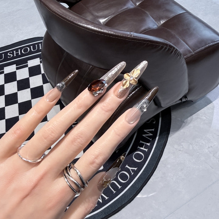 Elegant Stiletto Press-On Nail Set with Glamorous Embellishments Stornfield