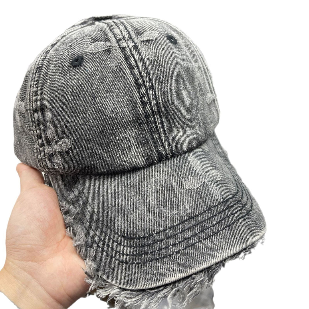 Women's Distressed Denim Fringe Baseball Cap Stornfield