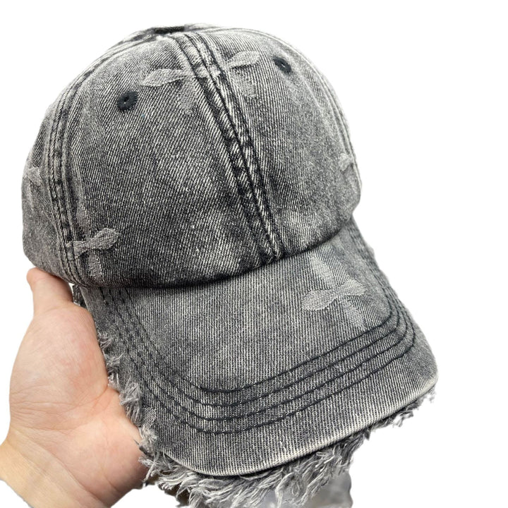 Women's Distressed Denim Fringe Baseball Cap Stornfield