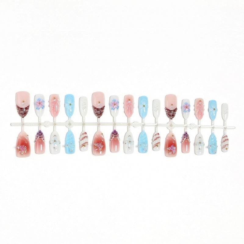 Decorative 3D Floral Press-On Nails