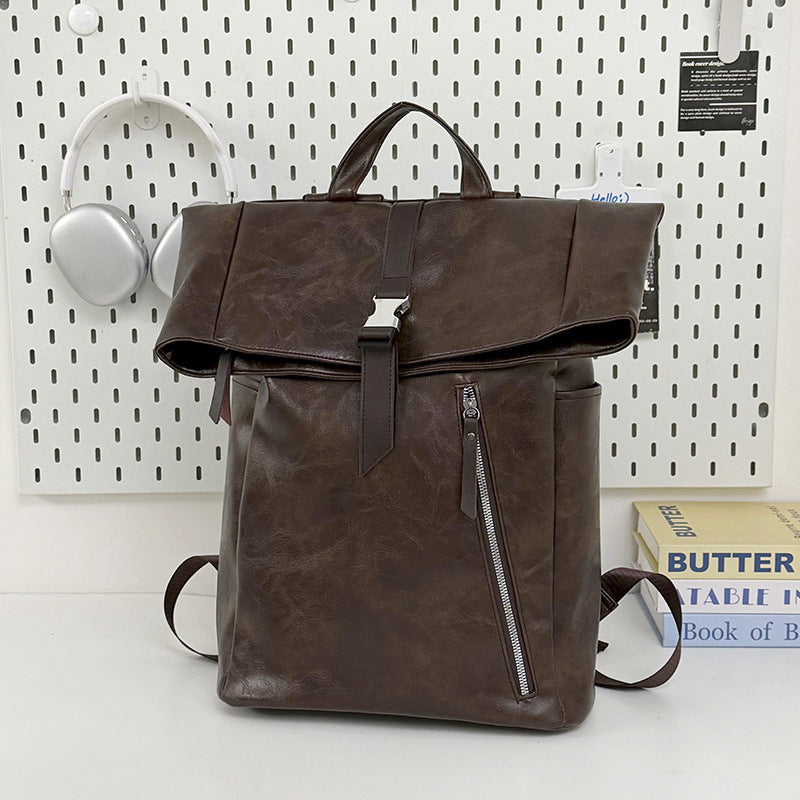 Versatile Leather Roll-Top Backpack Stornfield
