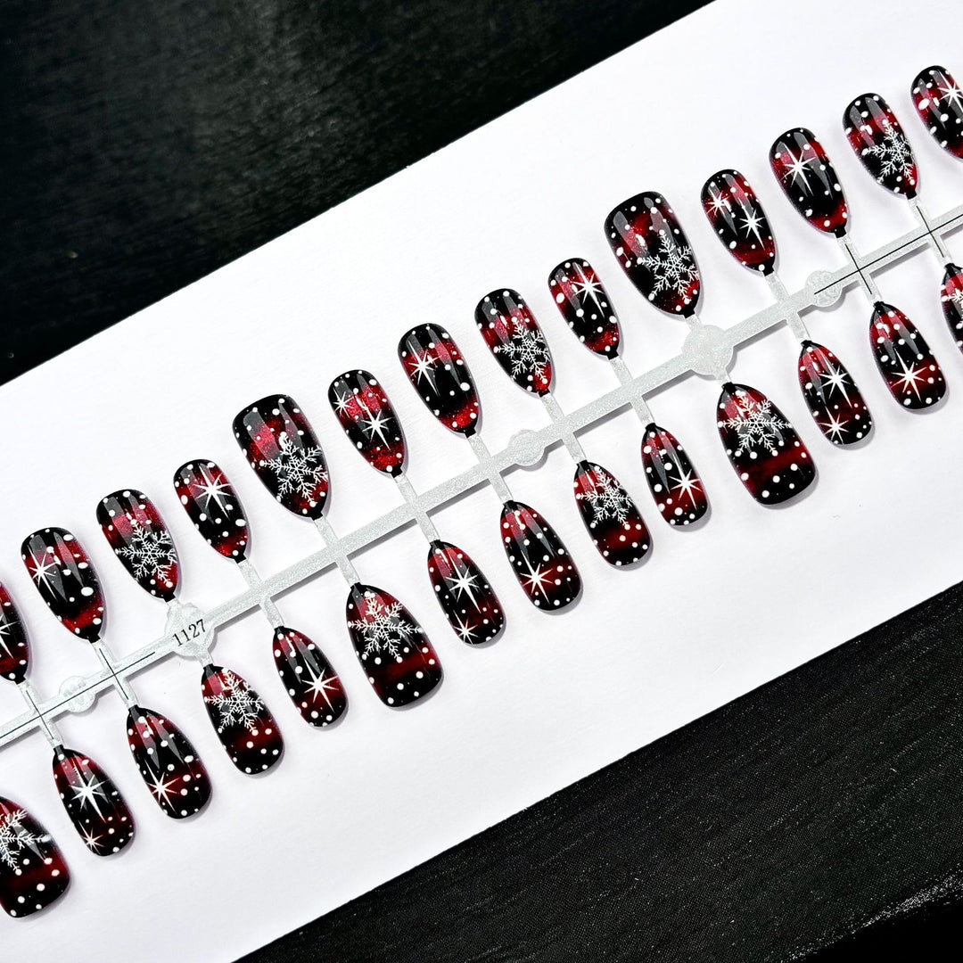 Festive Snowflake Press-On Nail Art