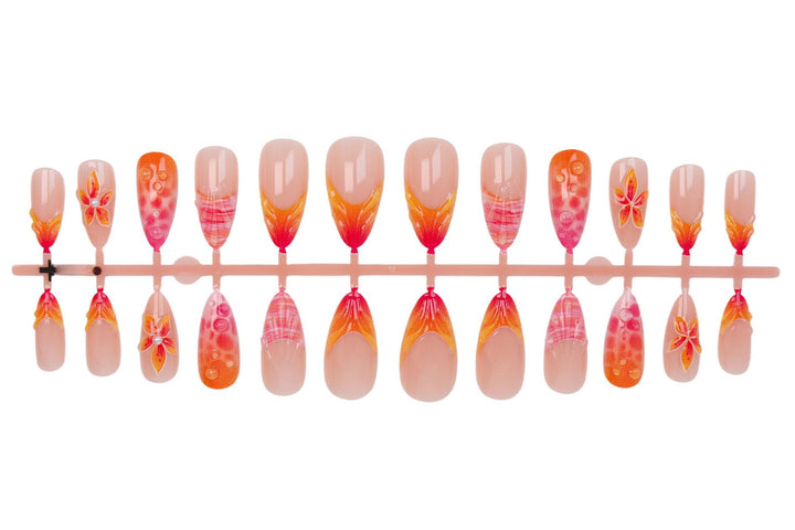 Acrylic Nail Set with Elegant Flower and Gradient Designs Stornfield