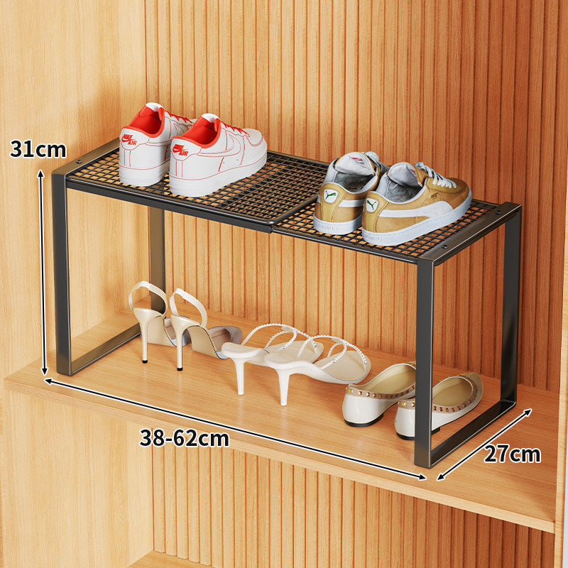Multi-Tier Metal Mesh Shoe Storage Rack with Open Grid Shelves and Matte Frame