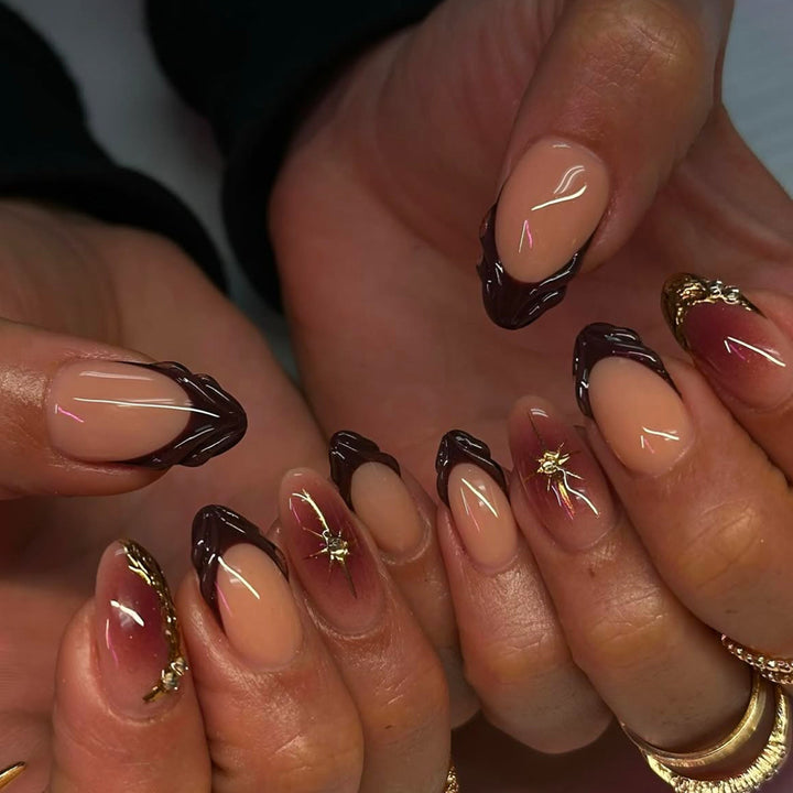 Artistic Almond-Shaped Press-On Nail Art Stornfield