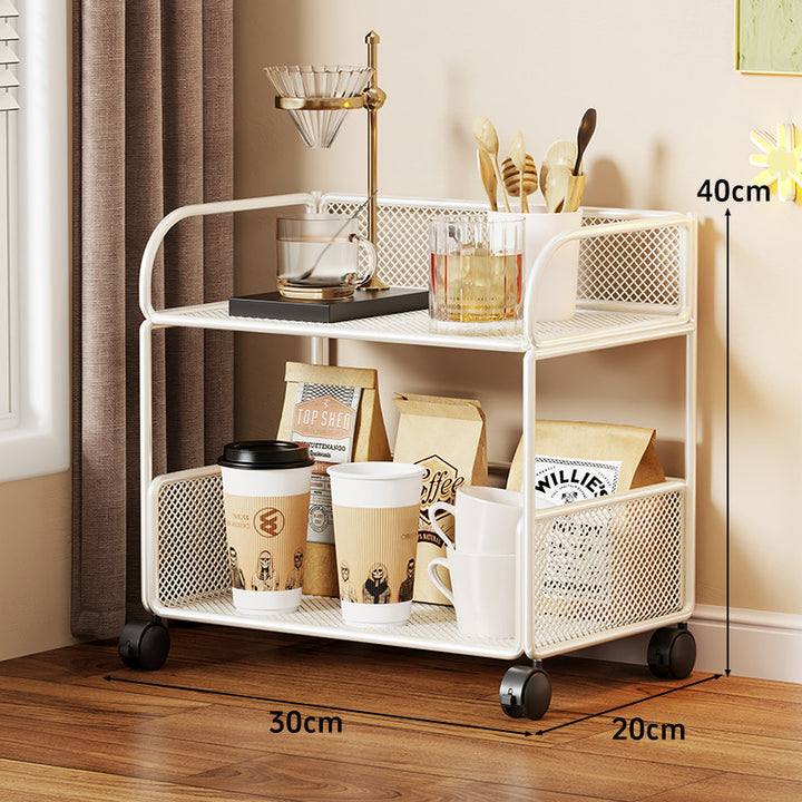Tiered Metal Mesh Countertop Organizer Shelf with Raised Mesh Sides