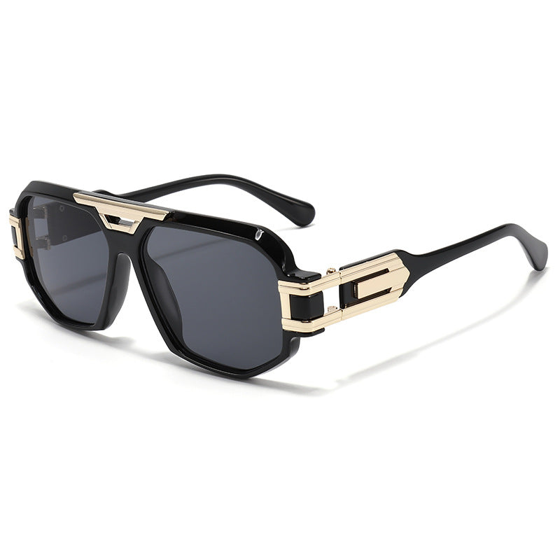 Statement Square Frame Sunglasses with Decorative Gold Accents Stornfield