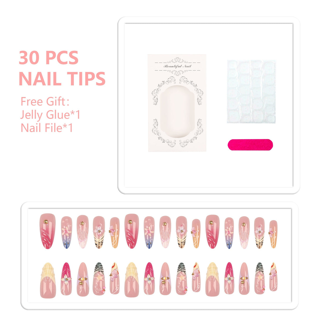 Artistic Floral Press-On Nail Set