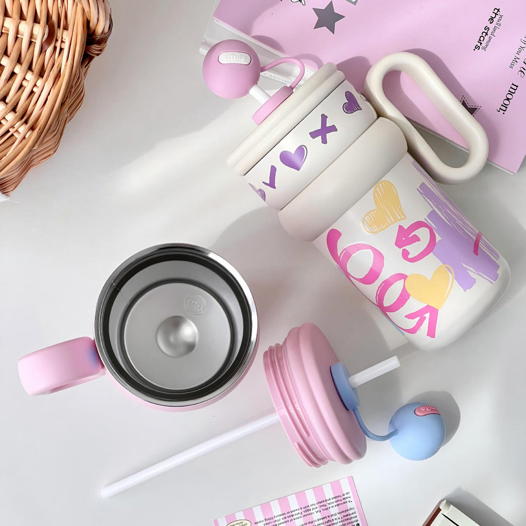 Women’s children’s drinking cup with integrated straw and playful design Stornfield