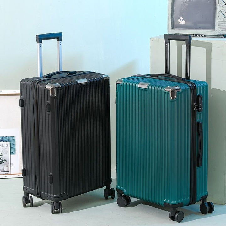 Hard shell suitcase with 360-degree wheel system and integrated safety feature Stornfield