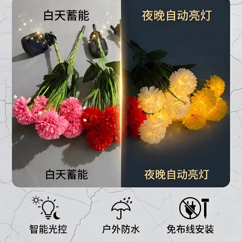 Solar-Powered Realistic Camellia Floral Garden Stake Lights With Adjustable LED Heads And Stainless Steel Spike Stornfield