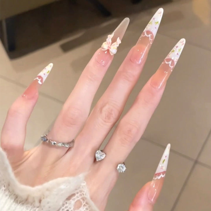 Artistic Floral Press-On Nail Design Stornfield