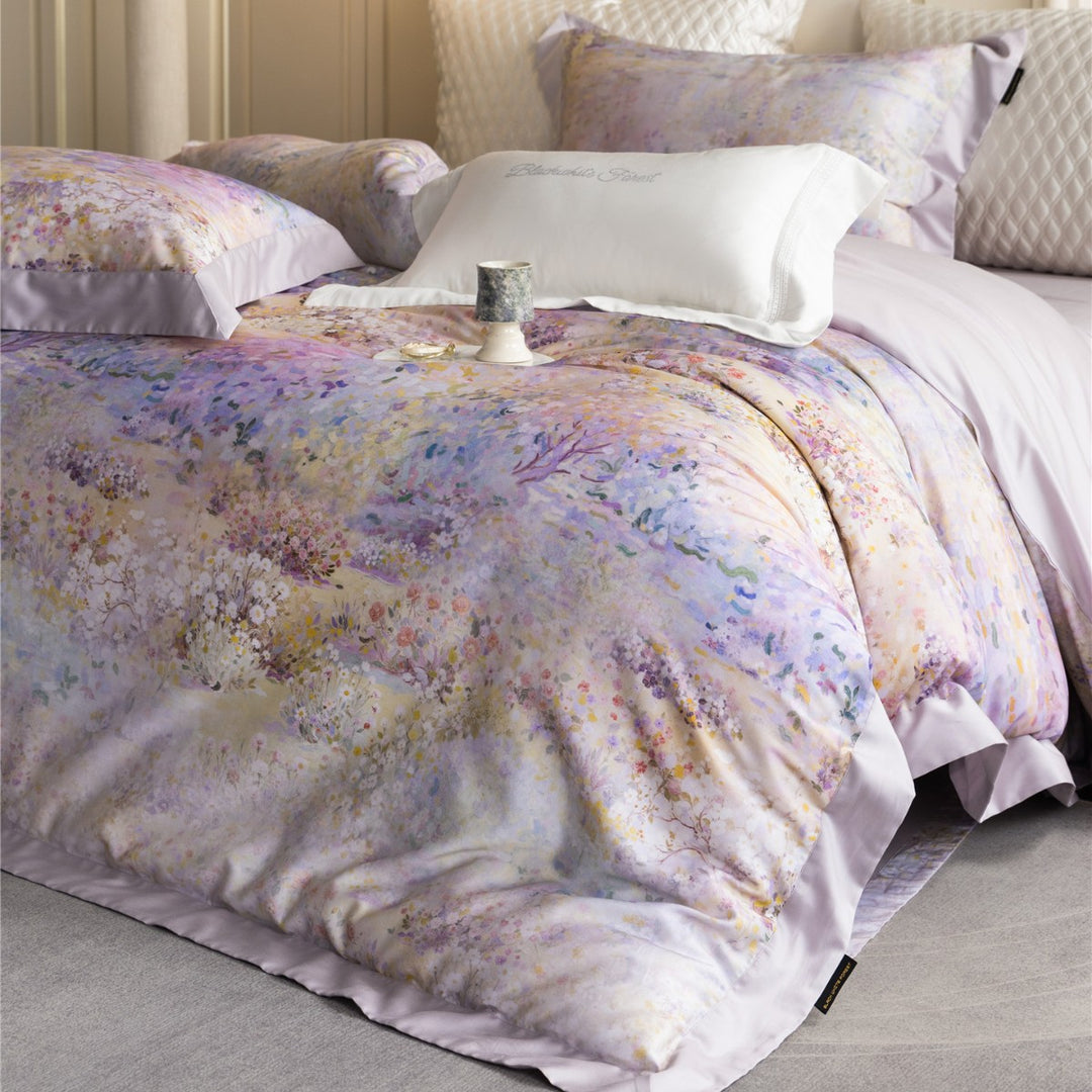 Floral Watercolor Cotton-Sateen Duvet Cover Set