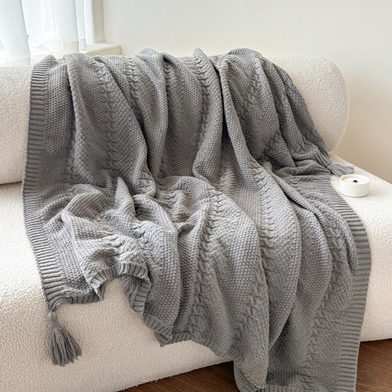 Cable Knit Decorative Throw Blanket