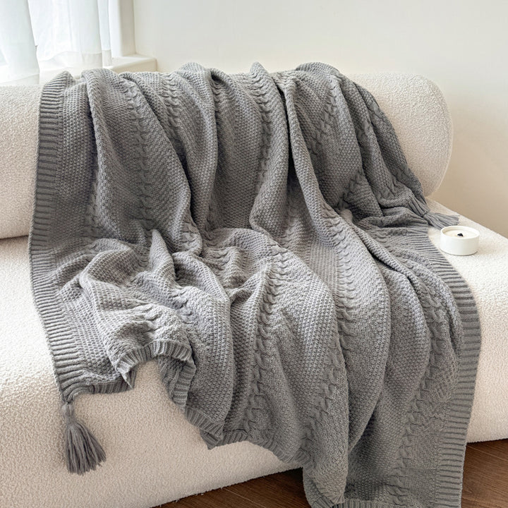 Cable Knit Decorative Throw Blanket