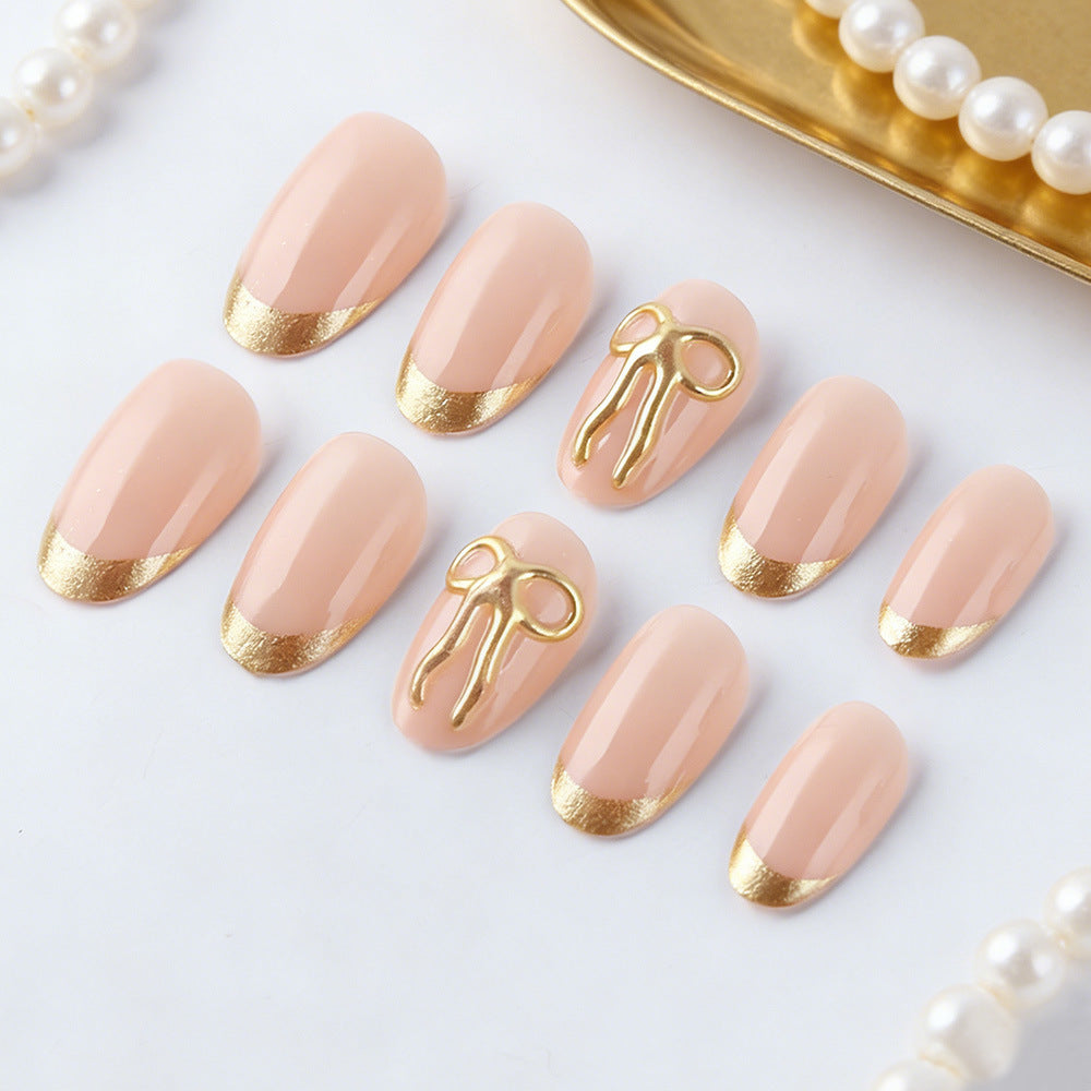 Elegant Gold-Trimmed Press-On Nail Art Stornfield