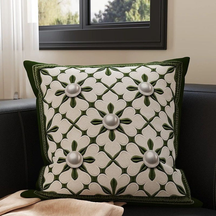 Artistic Floral Embroidered Throw Pillow