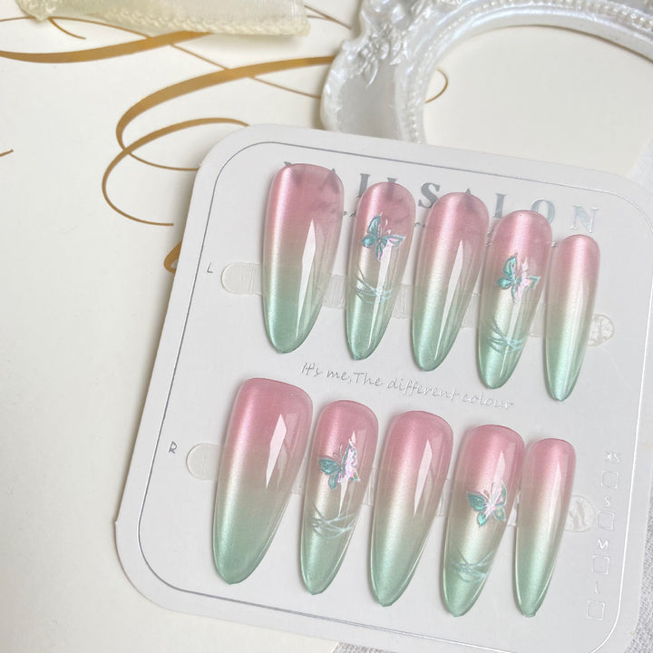 Elegant Floral Ombre Press-On Nail Set