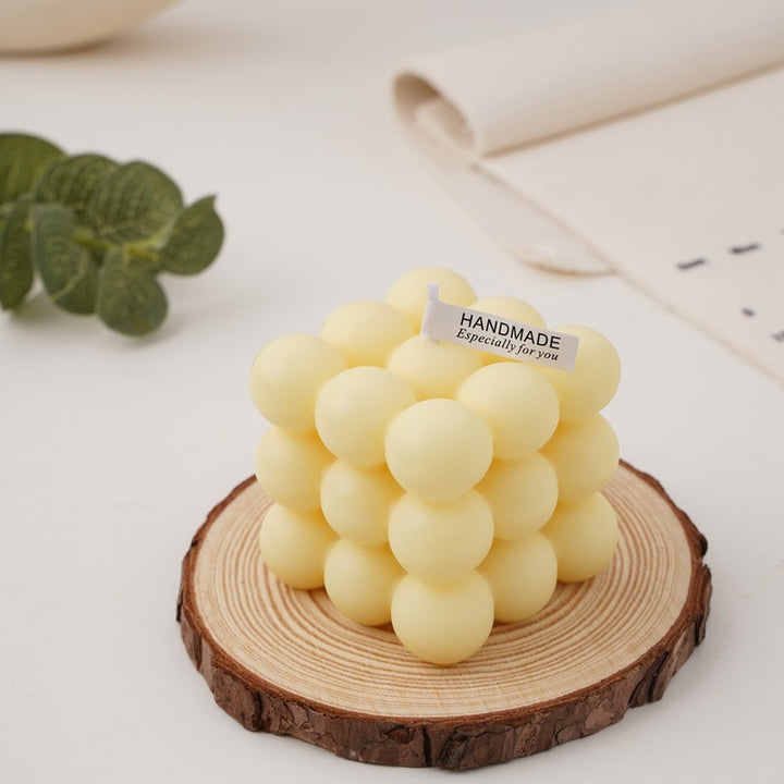 Handcrafted Sphere-Cluster Cube Soy Wax Candle Centerpiece