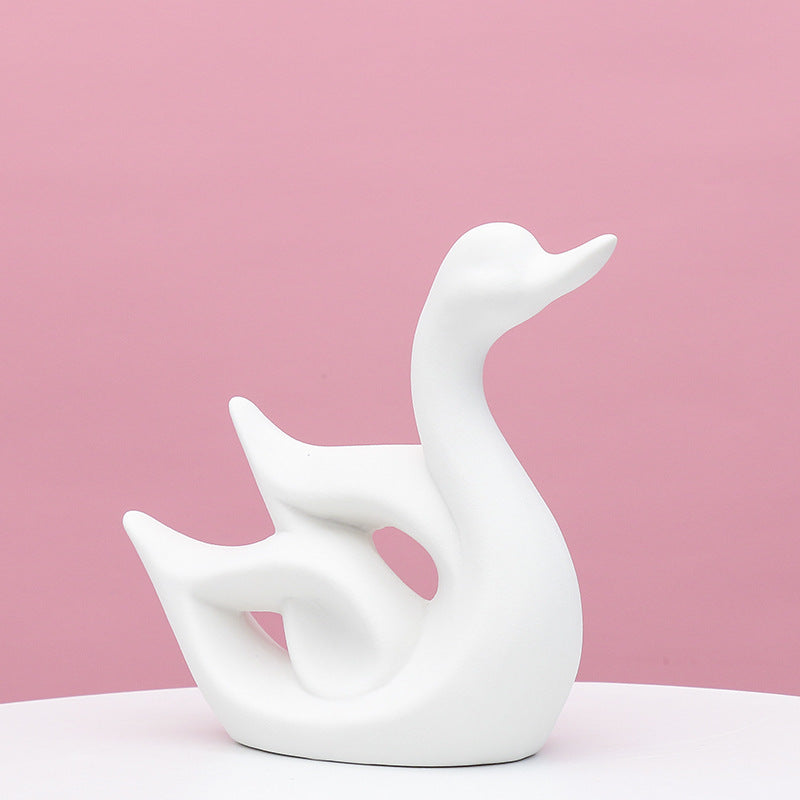 Artistic Swan-Shaped Ceramic Decor Stornfeild