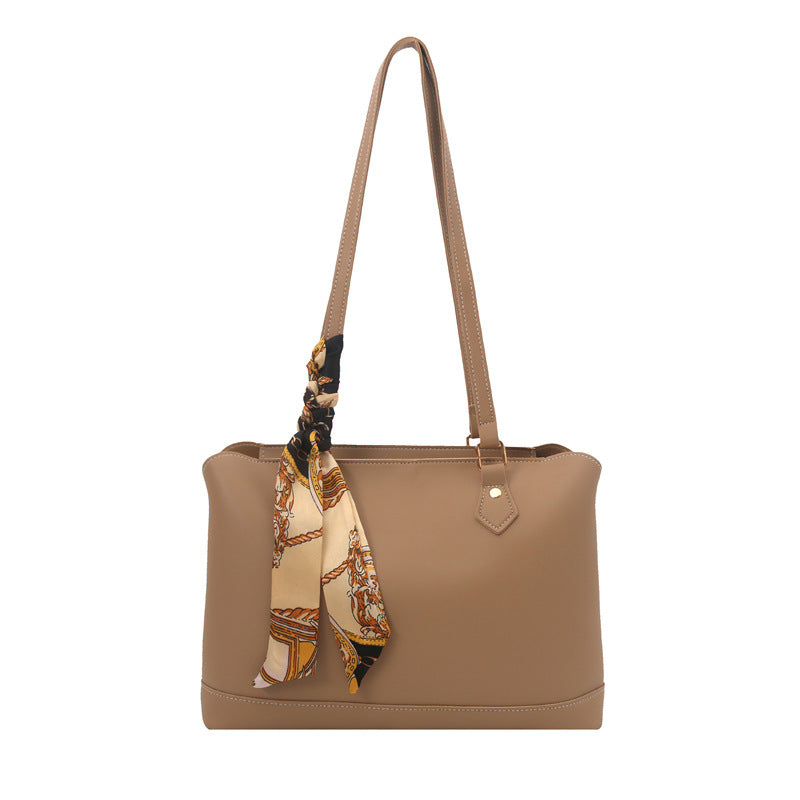 Elegant Structured Tote Bag with Decorative Scarf Stornfield