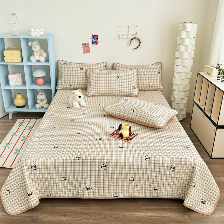 Lightweight Quilted Floral Bedspread Set with Piped Edge and Matching Pillow Shams